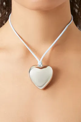 Women's Heart Pendant Statement Necklace in Silver/Blue