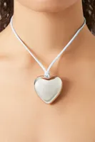 Women's Heart Pendant Statement Necklace in Silver/Blue