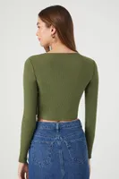 Women's Ribbed Knit Crop Top in Cypress Large