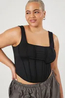 Women's Bustier Crop Top in Black, 3X