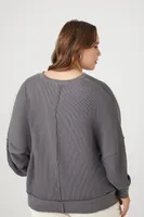 Women's Thermal Split-Neck Sweater in Charcoal, 0X