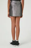 Girls Metallic Straight Skirt (Kids) in Black, 11/12