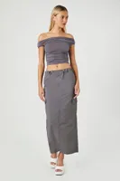 Women's Twill Toggle Drawstring Midi Skirt