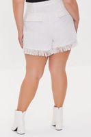 Women's Tweed Fringe Shorts in White, 0X