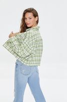 Women's Plaid Button-Front Shacket in Lime/Ivory Large