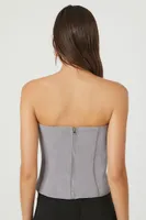 Women's Pleated Strapless Top in Grey Medium