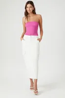 Women's Ribbed Knit Tube Top in Pink Small