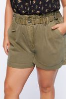 Women's Paperbag Corduroy Shorts in Pine Bark, 1X