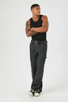 Men Ribbed Knit Tank Top in Black Medium