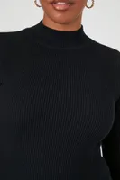 Women's Mock Neck Sweater in Black, 2X