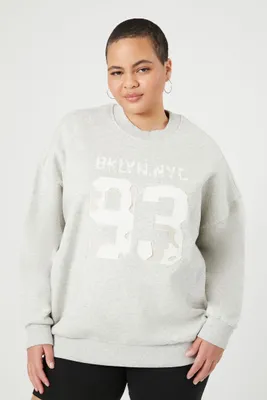 Women's BKLYN NYC Graphic Pullover in Heather Grey, 3X