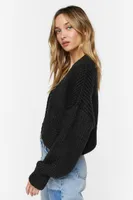 Women's Sweater-Knit Cropped Cardigan in Black, XS