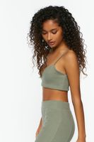 Women's Cropped V-Neck Cami in Dark Green Large