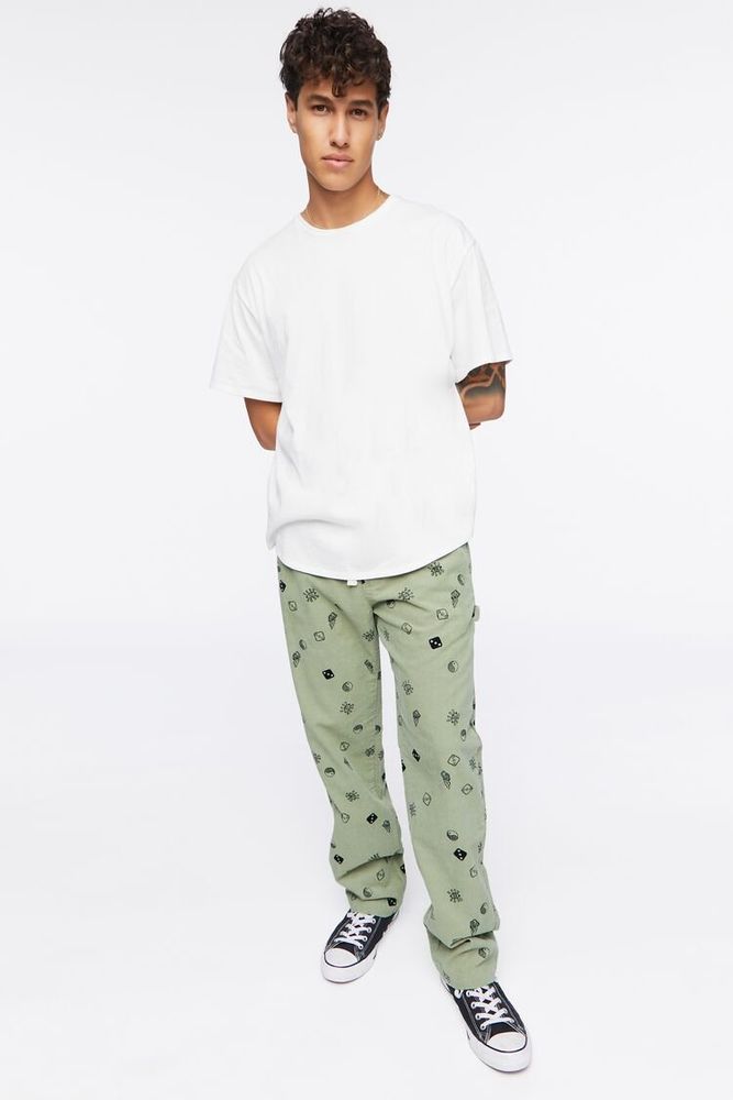 Men Dice Print Drawstring Pants