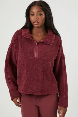 Women's Active Faux Shearling Pullover in Wine Small