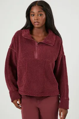 Women's Active Faux Shearling Pullover in Wine, XS