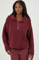 Women's Active Faux Shearling Pullover in Wine, XS