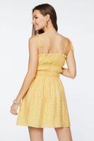 Women's Floral Smocked Tie-Strap Mini Dress in Yellow Large