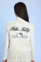 Women's Angel Hello Kitty Cable Knit Vest in Cream, XS