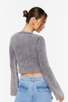 Women's Ribbed Bell-Sleeve Crop Top in Charcoal, XS