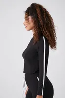 Women's Mock Neck Crop Top in Black Medium