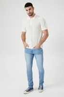 Men Knit Stretch-Denim Skinny Jeans in Light Denim, 31