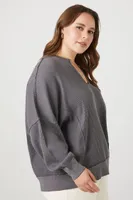 Women's Thermal Split-Neck Sweater in Charcoal, 0X