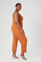 Women's Smocked Lace-Up Jumpsuit