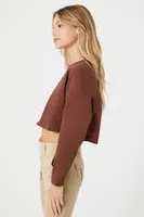 Women's Boxy Long-Sleeve Crop Top in Chocolate Medium