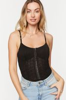 Women's Textured Corset Bodysuit in Black Small