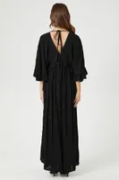 Women's Butterfly-Sleeve Flounce Maxi Dress