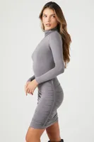 Women's Seamless Turtleneck Bodycon Dress in Dark Grey Medium