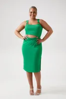 Women's Cutout O-Ring Midi Dress in Verdant Green, 3X