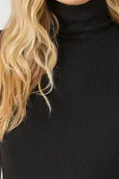 Women's Ribbed Turtleneck Bodysuit in Black Medium