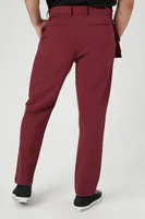 Men Coin Pouch Slim-Fit Pants in Burgundy, 31