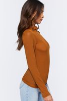 Women's Mock Neck Long-Sleeve Top in Rust Medium