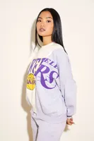 Women's Cropped Los Angeles Lakers Pullover in Heather Grey Large