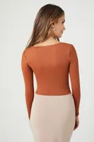 Women's Square-Neck Crop Top in Chestnut Small