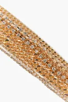 Women's Rhinestone Box & Curb Chain Bracelet in Clear/Gold