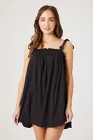 Women's Tassel Shift Mini Dress in Black Large