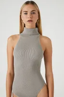 Women's Seamless Turtleneck Bodysuit in Grey, M/L