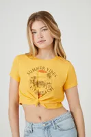 Women's Palm Beach Graphic T-Shirt in Yellow Small