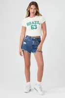 Women's Brazil 63 Graphic Baby T-Shirt in Cream Large