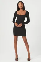 Women's Sweetheart Midi Sweater Dress in Black, XL