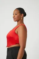 Women's Satin Crop Top in Red, 1X