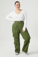 Women's Twill Wide-Leg Cargo Pants