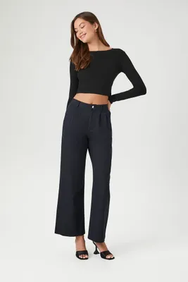 Women's High-Rise Wide Leg Trousers in Black Small