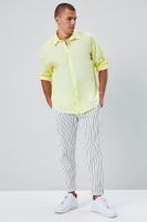 Men Long-Sleeve Buttoned Shirt in Light Yellow Large