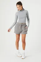 Women's Active Seamless Hooded Top in Dark Grey Large