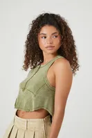 Women's Mineral Wash Half-Zip Crop Top